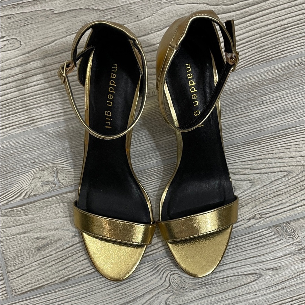 Madden Girl Beella Metallic Gold Heels